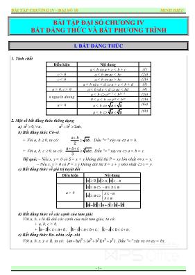 Bài tập chương IV - Đại số 10